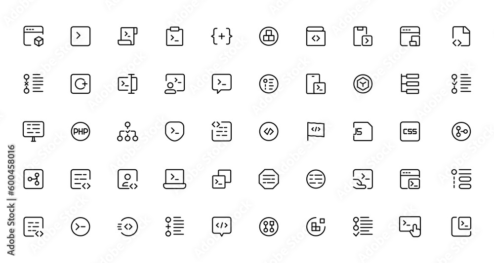 Developer icon set. Included the icons as code, programmer coding, mobile app, api, node connect, flow, logic, web coder, bug fix Developer icon set. Included the icons as code, programmer coding, mobile app, api, node connect, flow, logic, web coder, bug fix