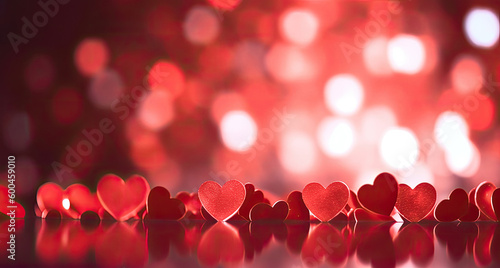 Wallpaper Mural Romantic creative valentine's day red background with sparkling bokeh hearts. Generative AI. Torontodigital.ca