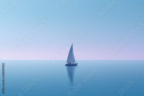 Yacht in the middle of the ocean. Generative AI.