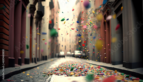colorful confetti on the street
