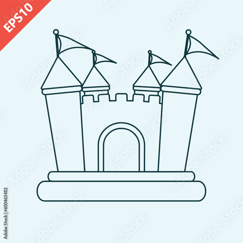hand drawn bounce house design vector flat isolated illustration