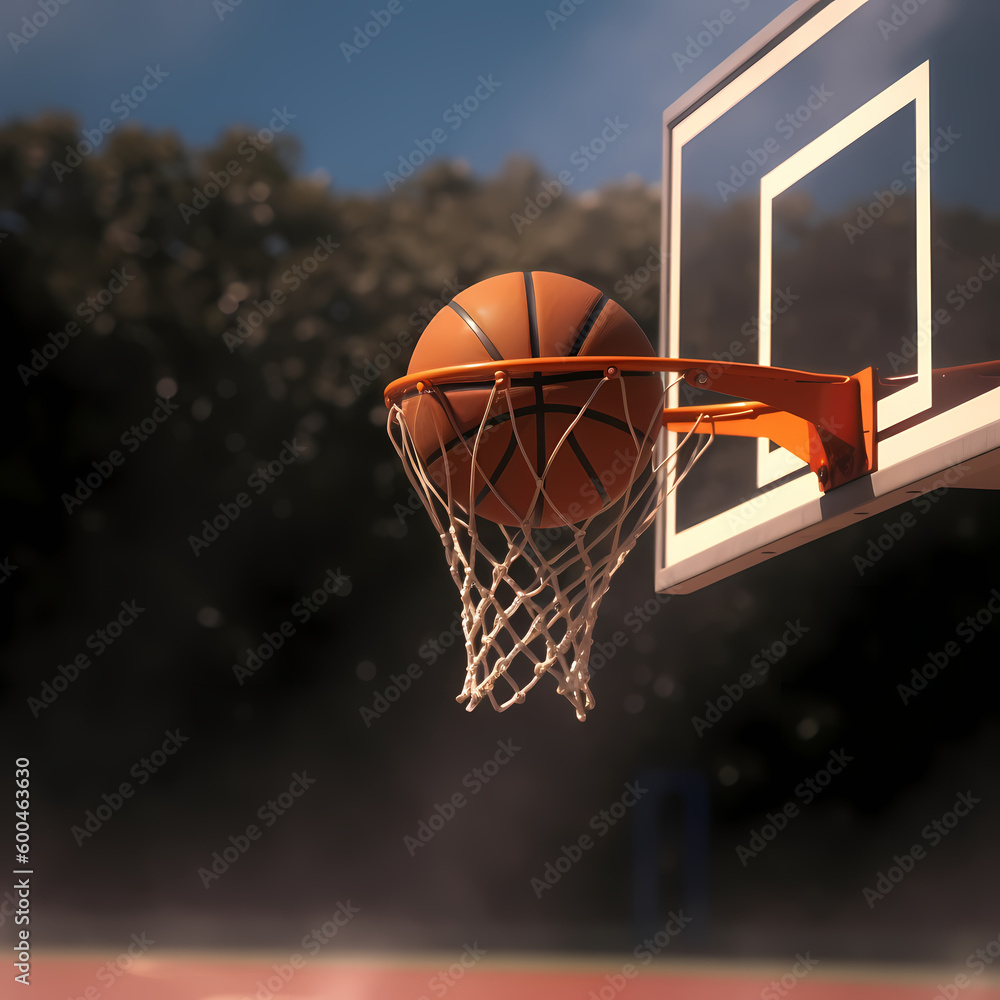 Basket Ball Shot To Ring. Generative AI
