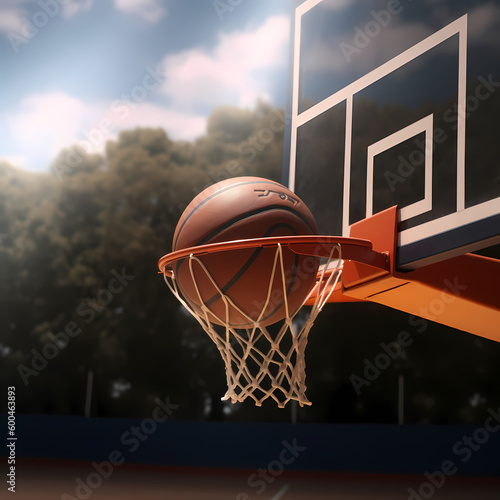 Basket Ball Shot To Ring. Generative AI © premiumdesign