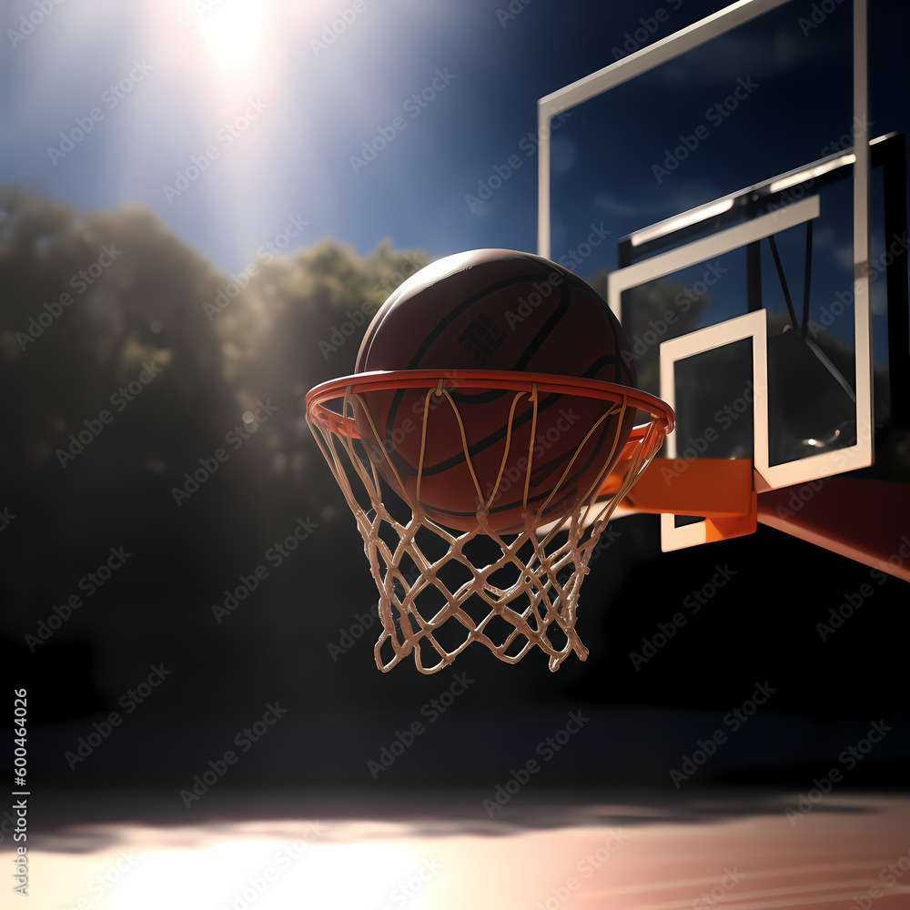 Basket Ball Shot To Ring. Generative AI