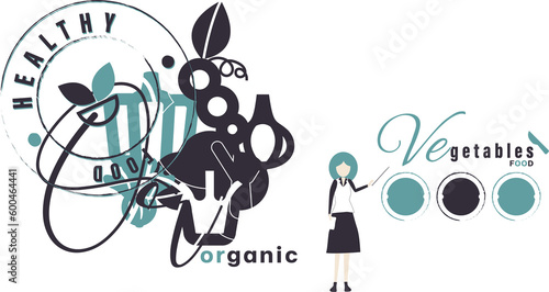 Organic food Infographics design template stock illustration.
Icons, Presentation, Healthy