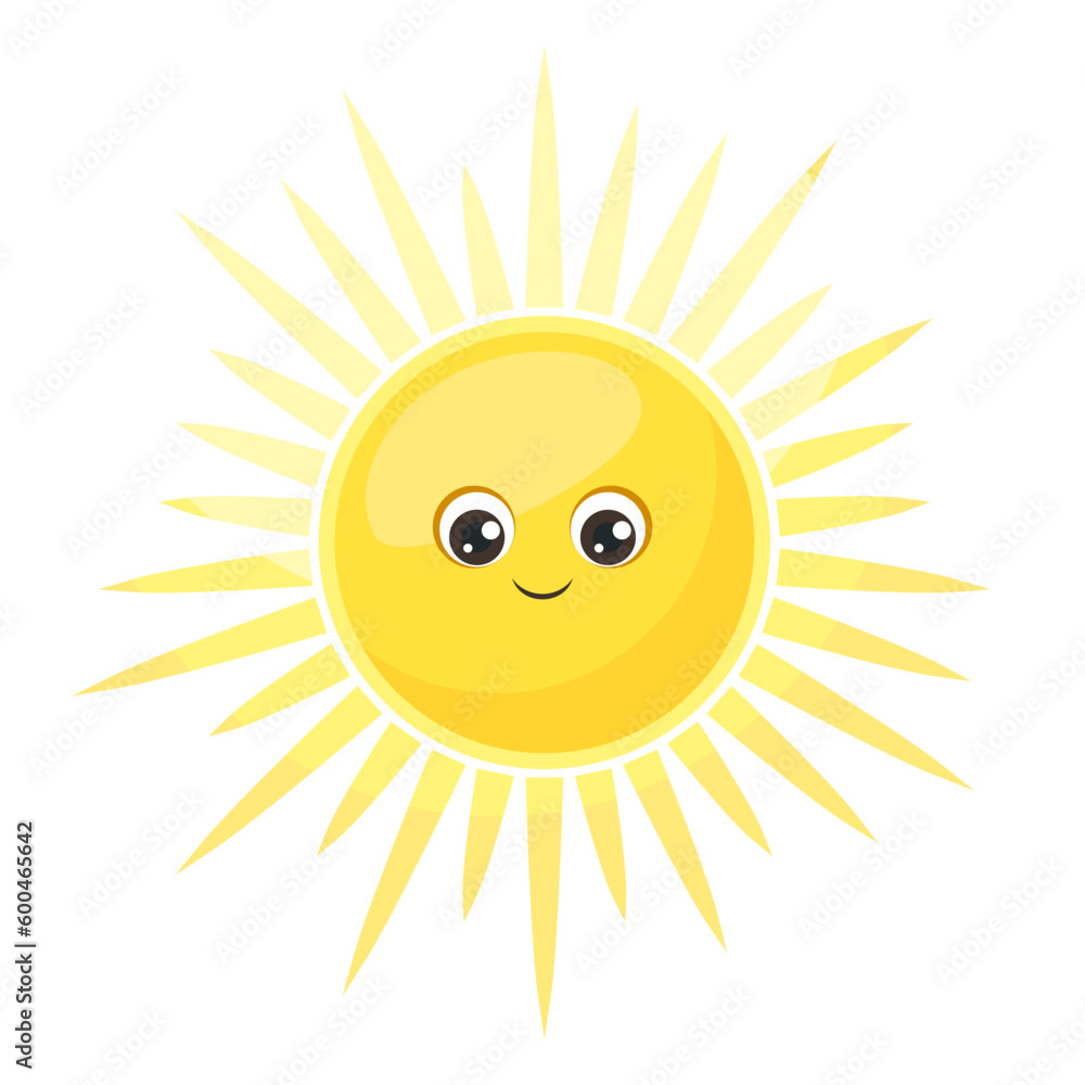 Cute funny sun icon. Vector cartoon flat illustration. Children's style.