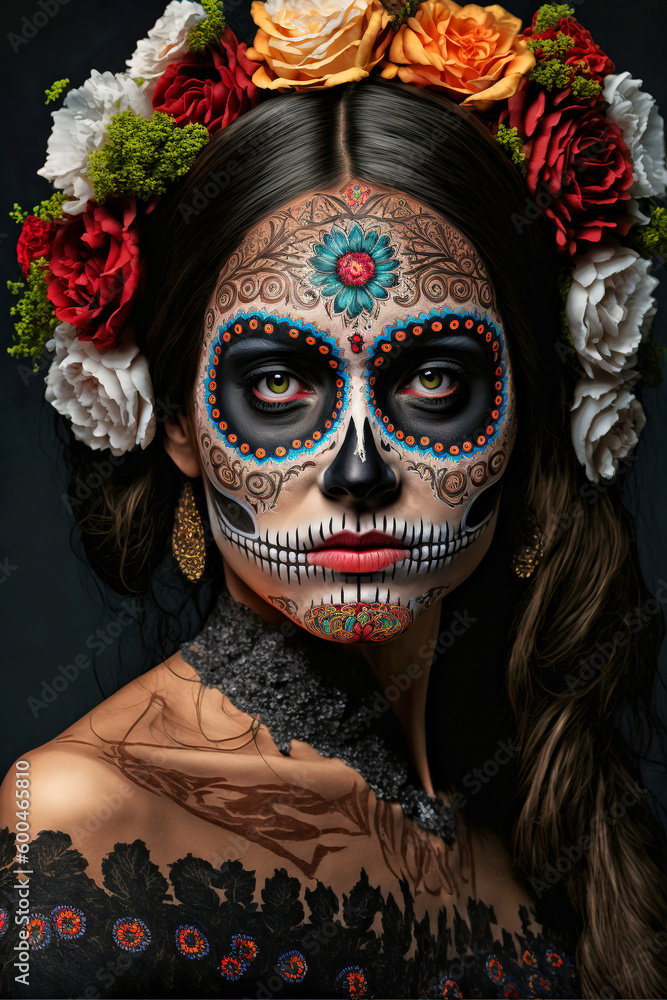 Day of the Dead Sugar Skull Make Up - Ai Generative no one recognizable Day of the Dead Sugar Skull Make Up - Ai Generative no one recognizable
