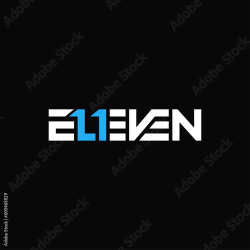 Eleven text typography logo design. photo