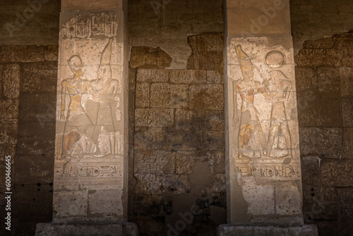 Hyroglyphs on the columns of the Temple of Seti I (Abydos) photo