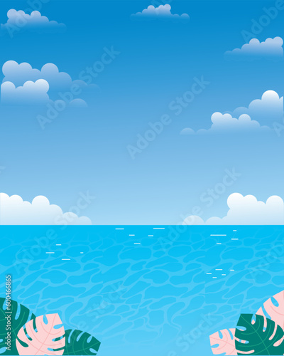 summer background and banner. Abstract illustration with leaves. Summer. Vector illustration.
