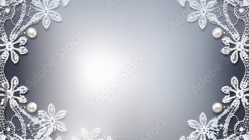 Timeless Elegance: A Delicate Touch of White Lace on a Grey Background photo