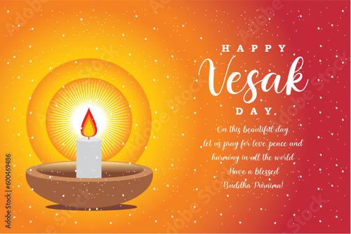 Flat vesak day illustration. Candle light on Vesak Day
