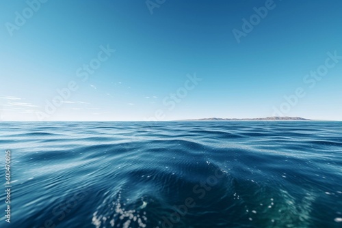 A serene depiction of a tranquil ocean meeting a clear blue sky, made using tech. Generative AI