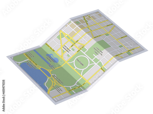 City map on white background 3d illustration