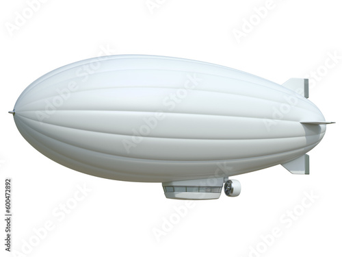 White blank zeppelin airship with copy space, 3d rendering photo