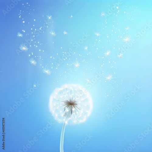 dandelion with flying seeds with Generative AI.