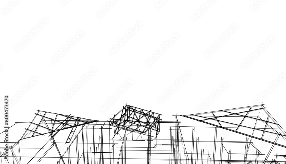 Architecture building 3d drawing vector illustration Architecture building 3d drawing vector illustration