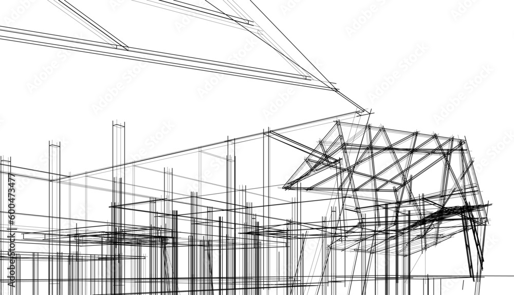 Architecture building 3d drawing vector illustration Architecture building 3d drawing vector illustration