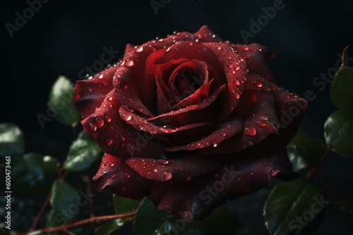 A brilliant crimson rose. Generative AI