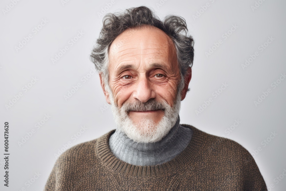 Portrait of smiling senior man with grey hair and beard looking at camera Portrait of smiling senior man with grey hair and beard looking at camera