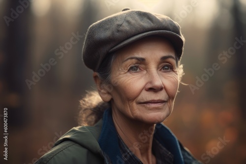 Portrait of a beautiful senior woman in the autumn forest. Selective focus. © Robert MEYNER