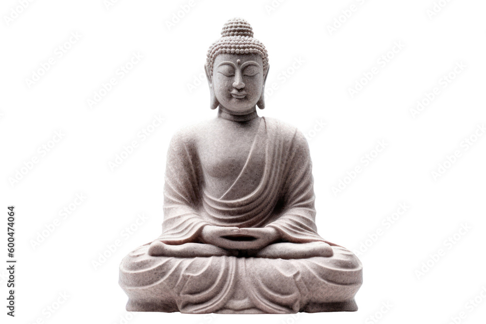 Buddha statue isolated on transparent background. PNG, Generative AI - obrazy, fototapety, plakaty 