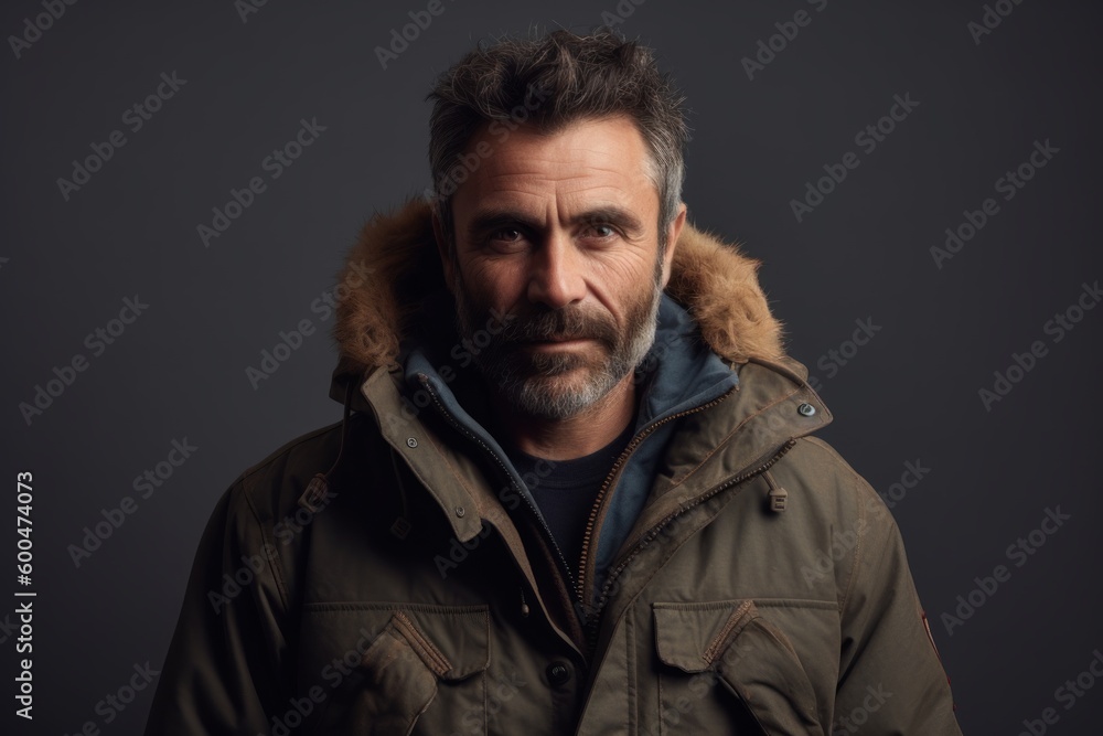 Portrait of a handsome mature man in a warm jacket looking at the camera. Portrait of a handsome mature man in a warm jacket looking at the camera.