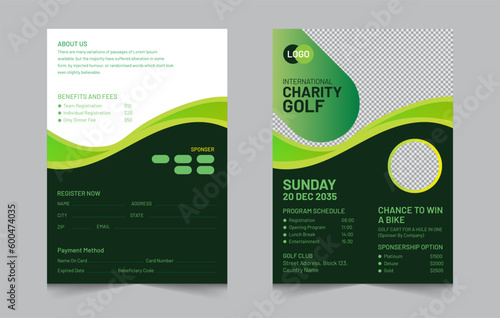 Golf tournament flyer design template, sport double side flyer for golf vector illustration eps 10