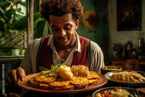 Experience the Essence of Dominican Cuisine as a Skillful Chef Presents a Platter of Mangu  a Tasty Local Breakfast Dish    