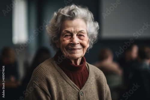 Portrait of smiling senior woman looking at camera in a retirement home