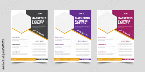 Agency business marketing agency a4 product flyer, new corporate geometric advertising service, one page proposal advert page