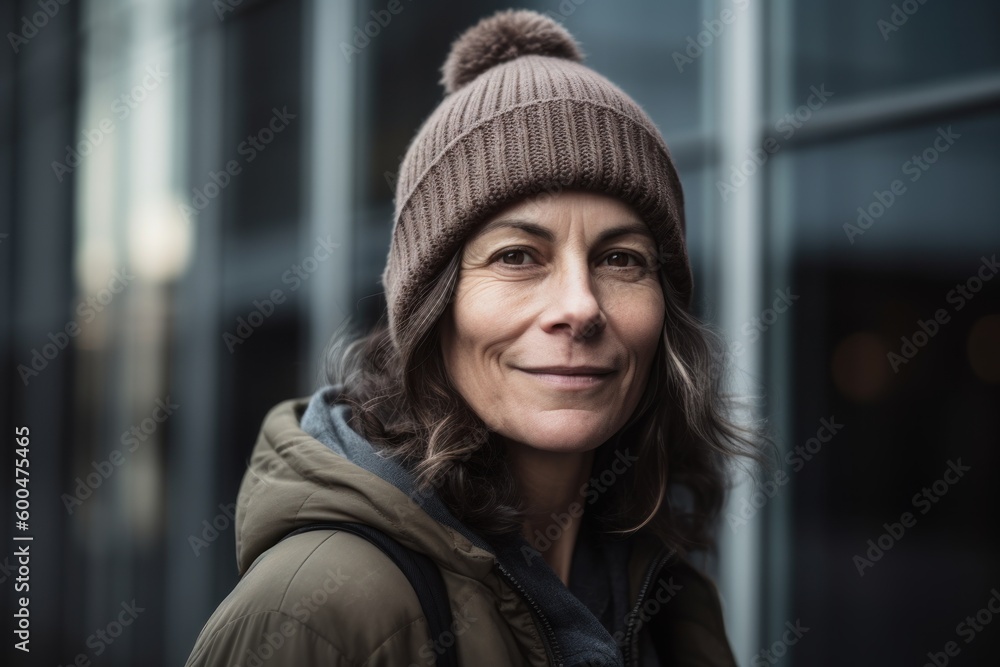 Portrait of a beautiful middle-aged woman in winter clothes. Portrait of a beautiful middle-aged woman in winter clothes.