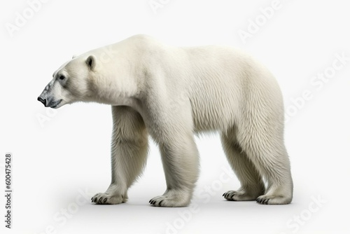 A big polar bear in standing position on a white background. 3d rendered. Generative AI