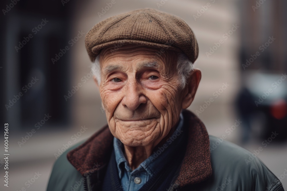 Portrait of an elderly man in a cap on the street. Portrait of an elderly man in a cap on the street.