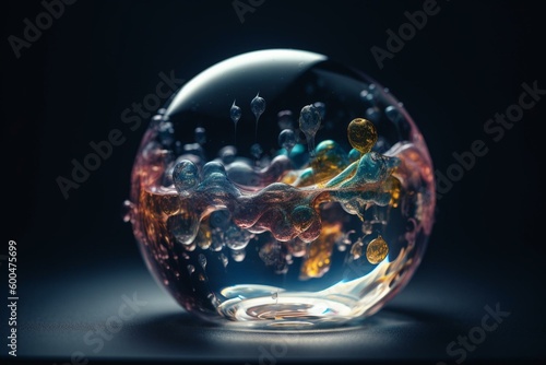 A molecule in a liquid bubble. Generative AI © Everly