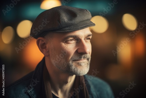 Portrait of a handsome middle-aged man wearing a cap.