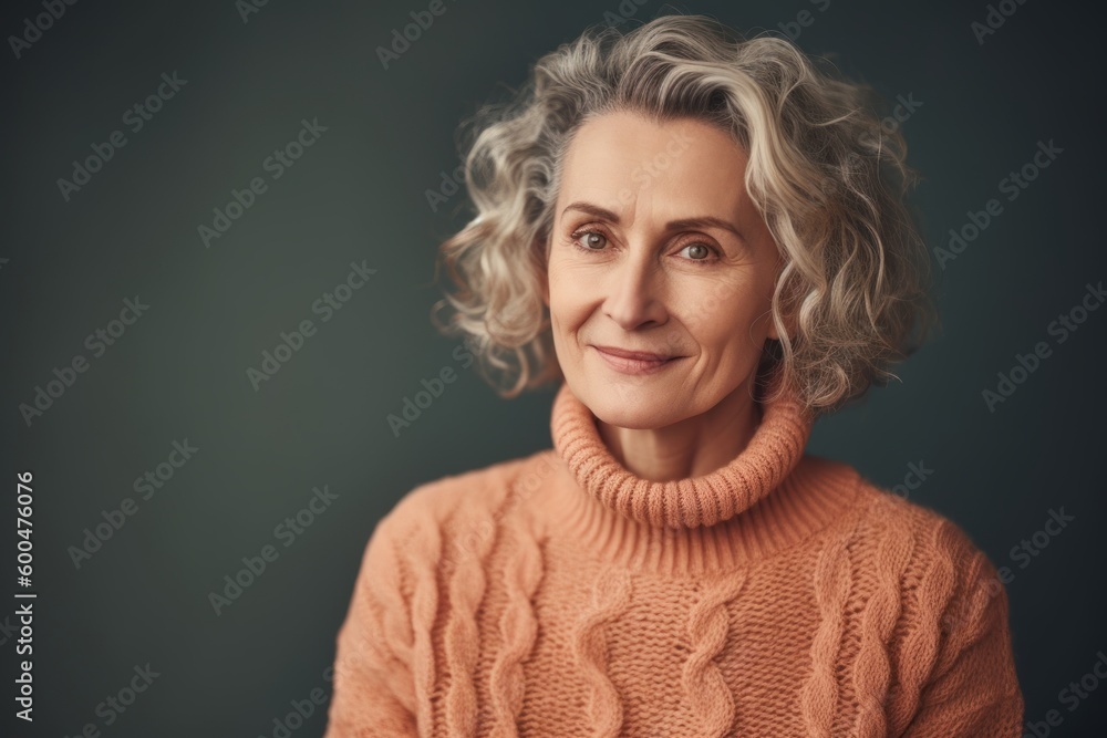 Portrait of a beautiful senior woman with grey hair wearing a warm sweater. Portrait of a beautiful senior woman with grey hair wearing a warm sweater.