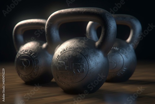 3D kettlebells with currency symbols, easily customizable. Generative AI