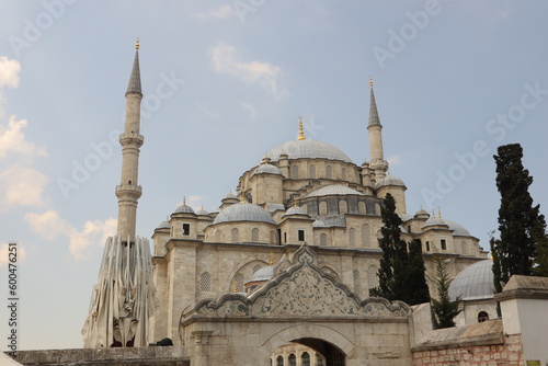 Istanbul, Turkey. 04.29.2023 historical Fatih Mosque (Conqueror's Mosque). public Ottoman mosque in the Fatih district of Istanbul, Turkey, with a huge decorated domes