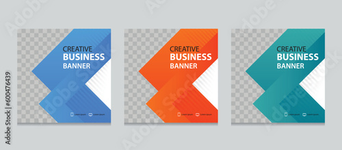 Set of square business web banner design template. background gradients color. Suitable for social media post, instagram story and web ads. Vector illustration with Space to add pictures. 