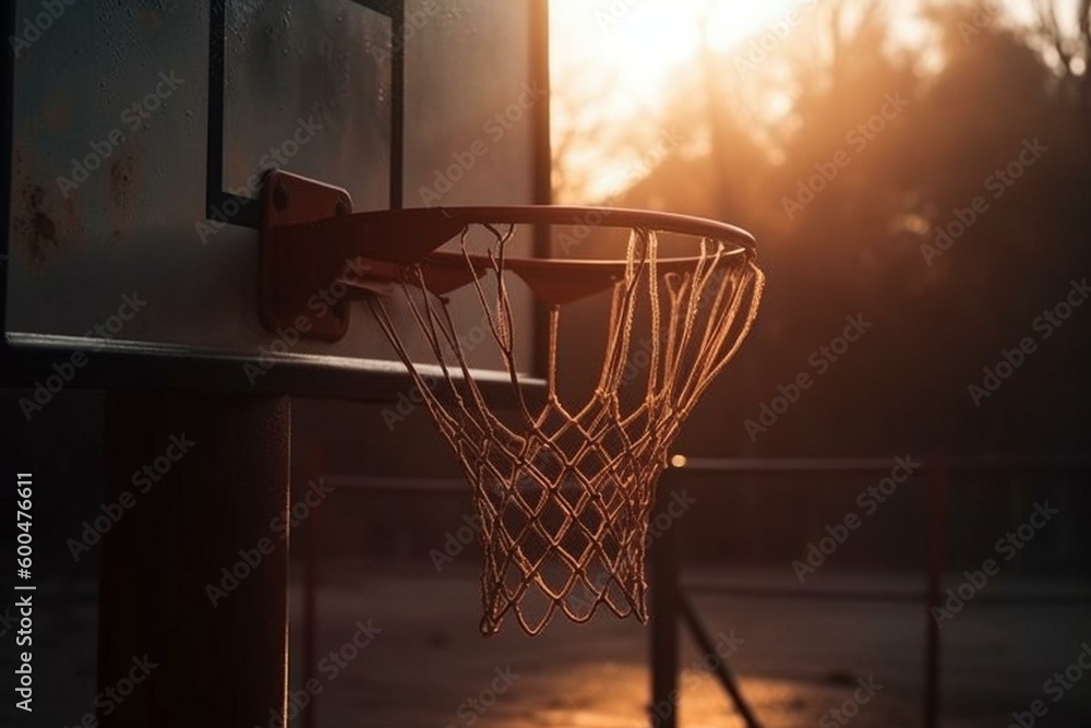 Modern outdoor basketball hoop. Generative AI