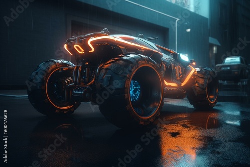 Futuristic vehicle with edgy cyber aesthetic. Generative AI