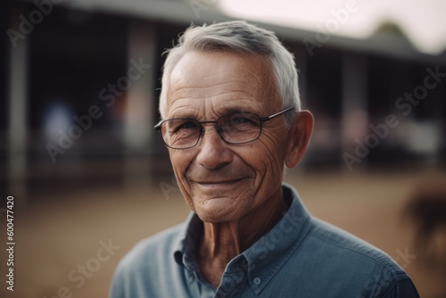 Portrait of senior man with eyeglasses looking at camera outdoors