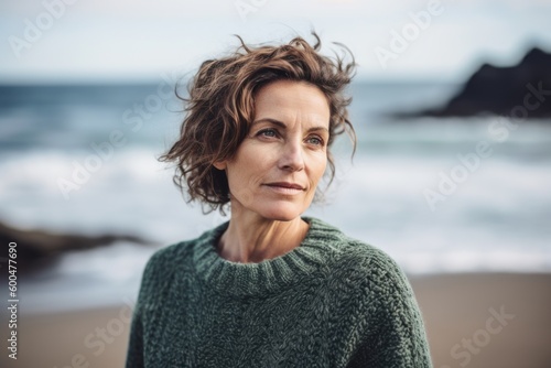 Portrait of mature woman standing on beach at the day time.