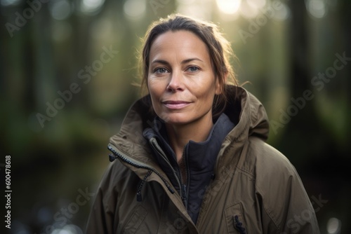 Portrait of a beautiful woman in the forest. Soft focus.