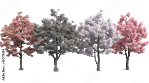 cherry blossom trees in transparent background