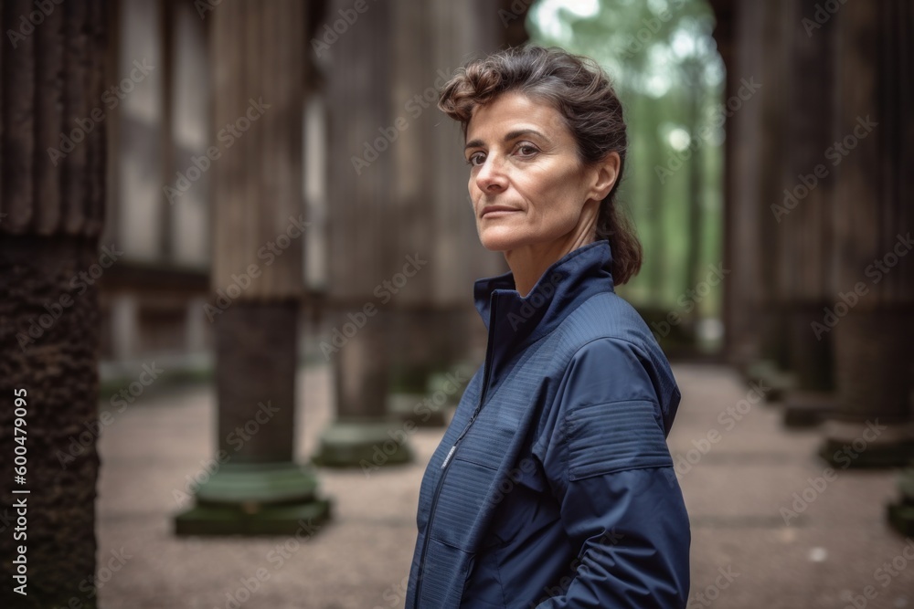 Portrait of a middle-aged woman in a blue coat. Portrait of a middle-aged woman in a blue coat.