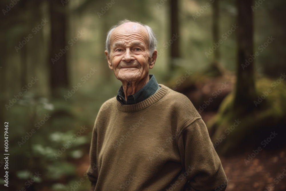 Portrait of an elderly man in the forest. Selective focus. Portrait of an elderly man in the forest. Selective focus.