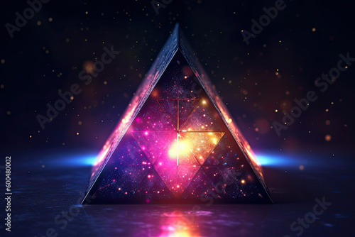 Abstract Epic Fractal Octahedron Background with Glowing Aura  Generative AI