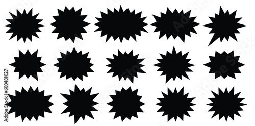 Starburst black speech bubbles collection. Vector